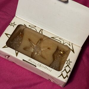 Vintage AVON Crystal Christmas Ornaments with Gold Accents